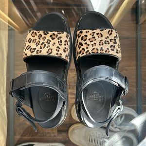 Dr Martens VOSS ANIMAL PRINT LEATHER STRAP SANDALS